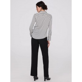 Striped Satin Notch Collar Blouse
