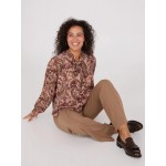 Paisley Print Button-Front Bow Blouse