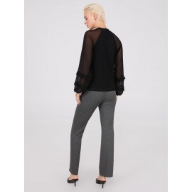Mock Neck Mesh Top With Ruffle Details
