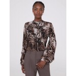 Animal Print Mesh Top With Ruffle Details
