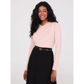 Ruched Drape Neck Top