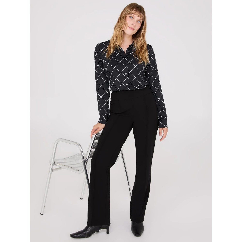 Front Pintuck Straight Leg Long Length Pants