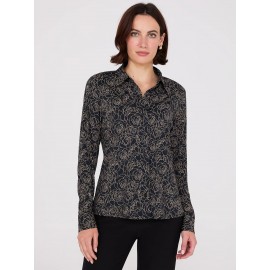 Floral Print Button-Front Classic Blouse