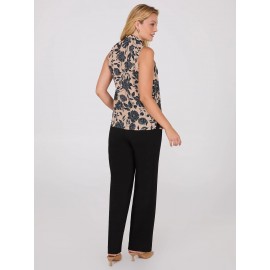 Sleeveless Floral Print V-Neck Blouse