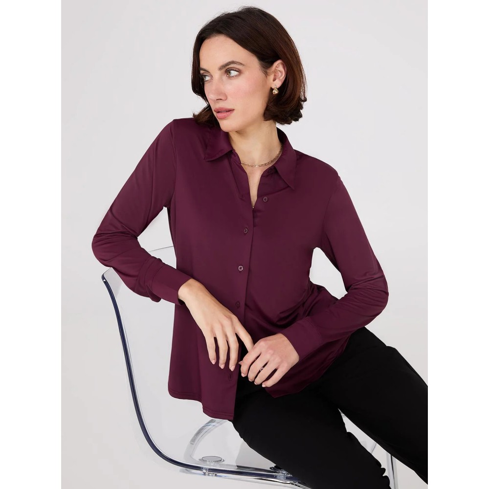 Knit Classic Button-Front Blouse
