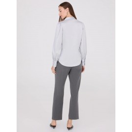 Satin Volume Sleeve Button-Front Blouse