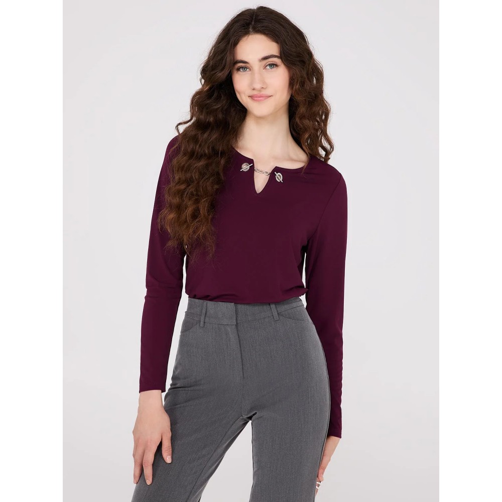 Chain Keyhole Long Sleeve Top
