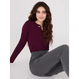 Chain Keyhole Long Sleeve Top