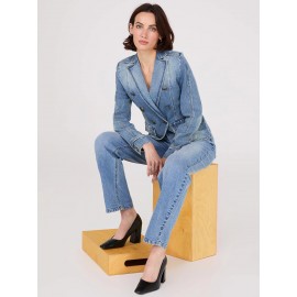 Denim Double-Breasted Blazer