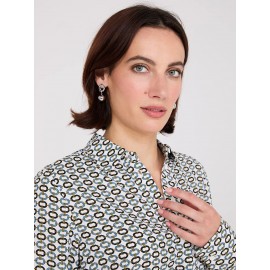 Print Chiffon Button-Front Blouse