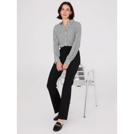 Print Chiffon Button-Front Blouse