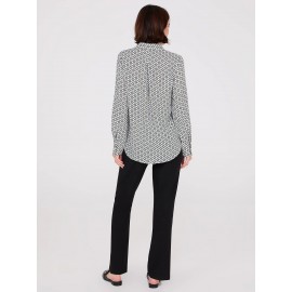 Print Chiffon Button-Front Blouse