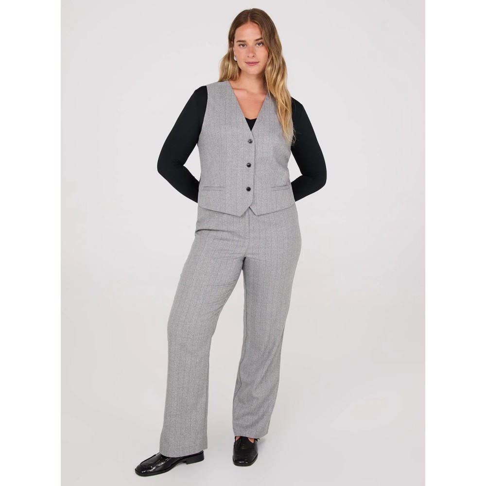 Pinstripe Straight Leg Long Length Pants