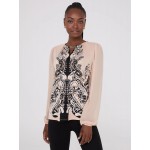 Paisley Print Chiffon Top With Metal Bar