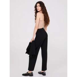 Wide-Leg Ankle Length Pants With Gold Button Details