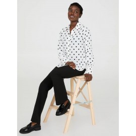 Dot Print Chiffon Button-Front Blouse