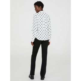Dot Print Chiffon Button-Front Blouse