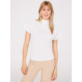 Short Dolman Sleeve Textured Mock Neck Top