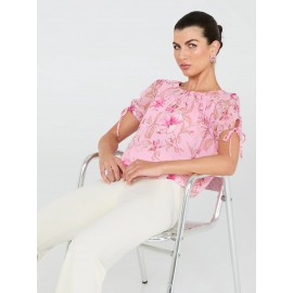 Floral Print Tie-Sleeve Top
