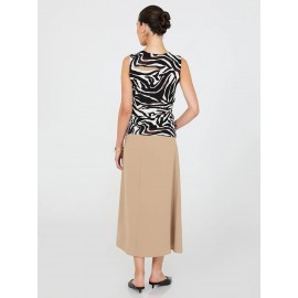 Sleeveless Printed Pleated Crossover Top
