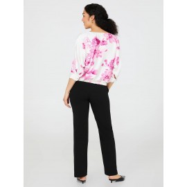 Floral Print Satin Dolman Sleeve Top