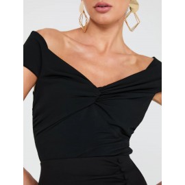 Off-The-Shoulder Twist-Front Top