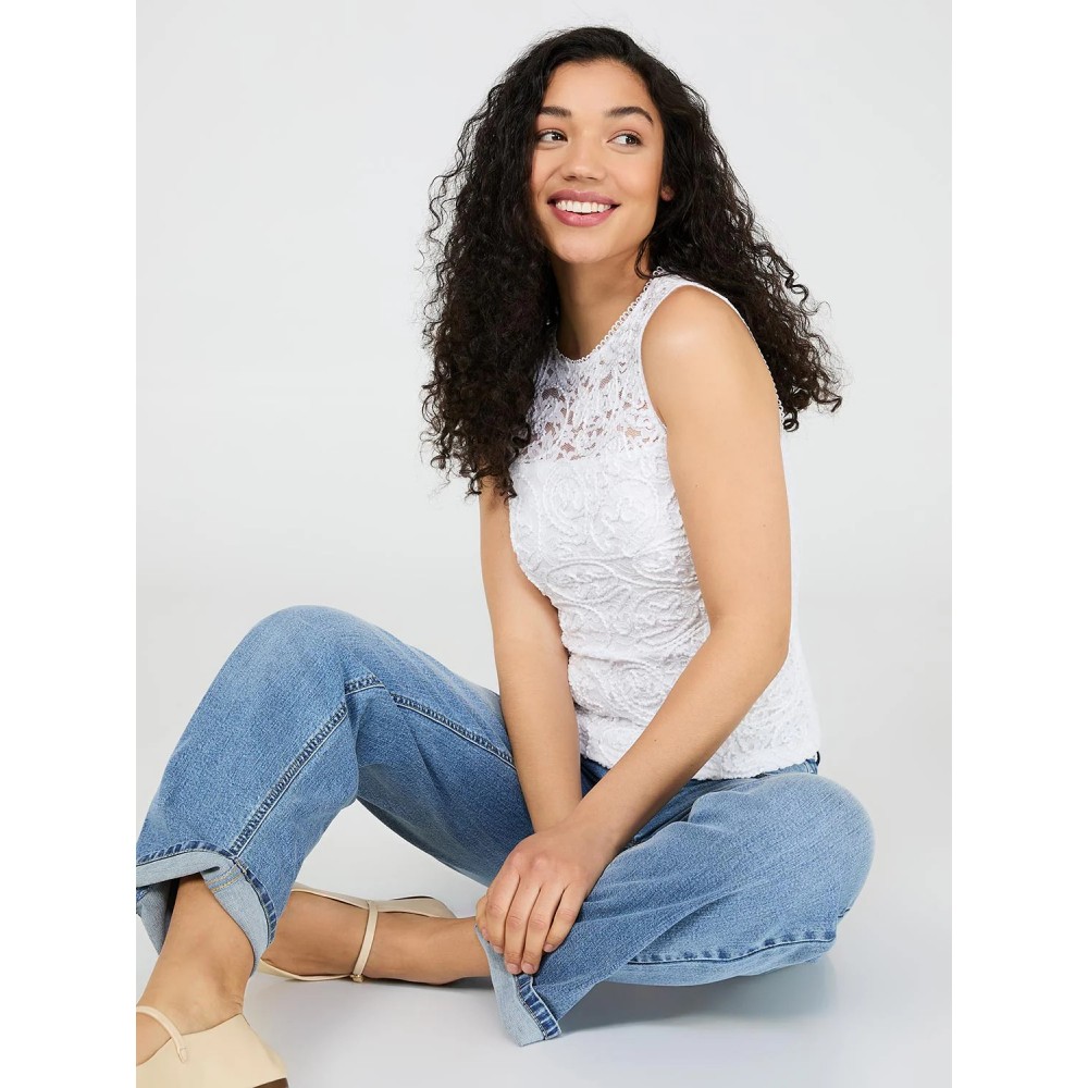 Sleeveless Corded Lace Top