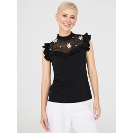 Double Ruffle Embroidered Top