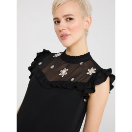 Double Ruffle Embroidered Top