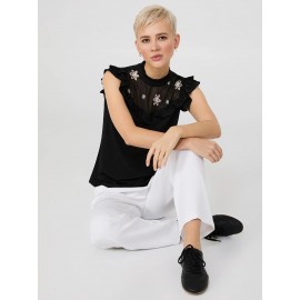 Double Ruffle Embroidered Top