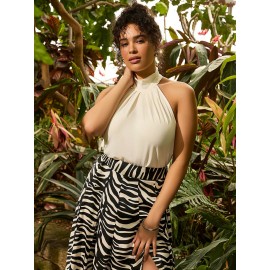 Mock Neck Halter Top