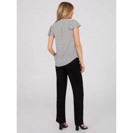 Print Flutter Sleeve Button-Front Blouse