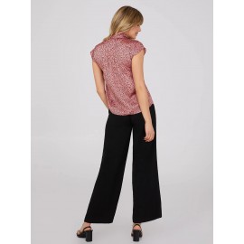 Dot Print Satin Bow Blouse