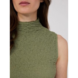 Sleeveless Textured Mock Neck Top