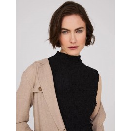 Sleeveless Textured Mock Neck Top