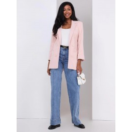 3/4 Sleeve Faux Double-Breasted Blazer