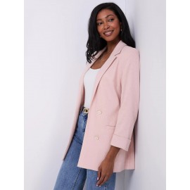3/4 Sleeve Faux Double-Breasted Blazer
