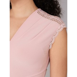 V-Neck Dolman Sleeve Top With Lace Details