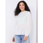 2-Fer Plaid Top With Peplum Bottom