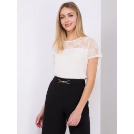 Floral Embroidered Mesh Short Sleeve Top