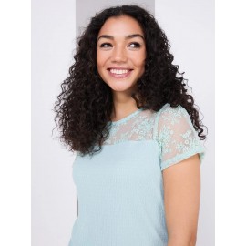 Floral Embroidered Mesh Short Sleeve Top