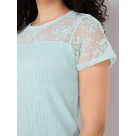 Floral Embroidered Mesh Short Sleeve Top