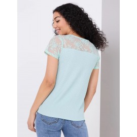 Floral Embroidered Mesh Short Sleeve Top