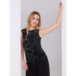 Sleeveless Floral Print Mesh Top
