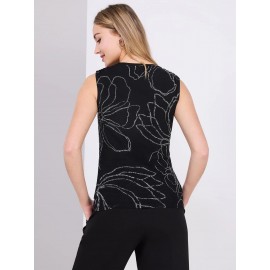 Sleeveless Floral Print Mesh Top