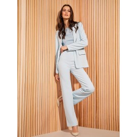 Textured Straight Leg Pull-On Pants
