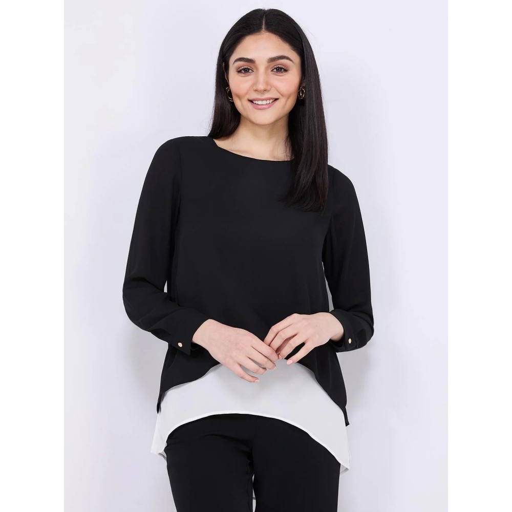 Colour Block Layered Tunic Top
