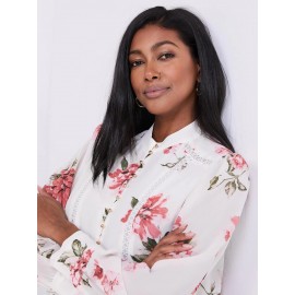 Floral Print Button-Front Blouse