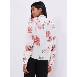 Floral Print Button-Front Blouse
