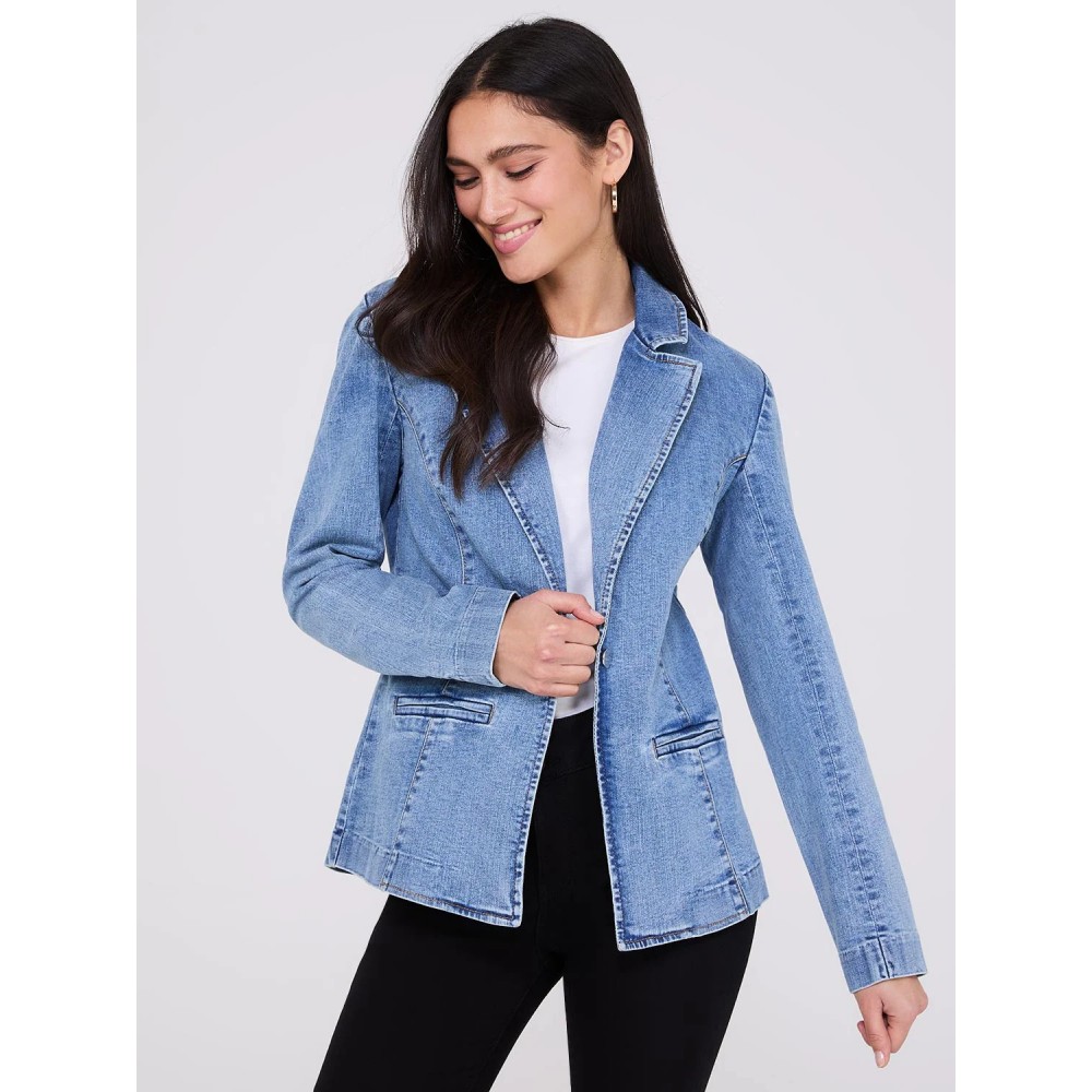1-Button Denim Blazer
